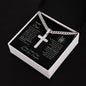 Perfect Gift to Dad from daughter | Personalized Steel Cross Necklace on Cuban Chain w/ MC