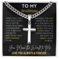 Soulmate - You mean the World to me | Personalized Steel Cross Necklace on Cuban Chain w/ MC