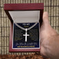 To My Man - You mean the World to me | Personalized Steel Cross Necklace on Cuban Chain w/ MC