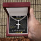 Husband - You mean the World to me | Personalized Steel Cross Necklace on Cuban Chain w/ MC