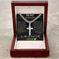 Husband - You mean the World to me | Personalized Steel Cross Necklace on Cuban Chain w/ MC