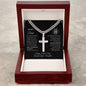 Perfect Gift to Dad from daughter | Personalized Steel Cross Necklace on Cuban Chain w/ MC
