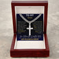 To My Man - You mean the World to me | Personalized Steel Cross Necklace on Cuban Chain w/ MC