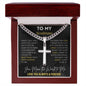 Soulmate - You mean the World to me | Personalized Steel Cross Necklace on Cuban Chain w/ MC