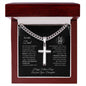 Perfect Gift to Dad from daughter | Personalized Steel Cross Necklace on Cuban Chain w/ MC