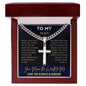 To My Man - You mean the World to me | Personalized Steel Cross Necklace on Cuban Chain w/ MC