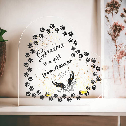 Grandma - A gift from Heaven | Acrylic Heart Plaque