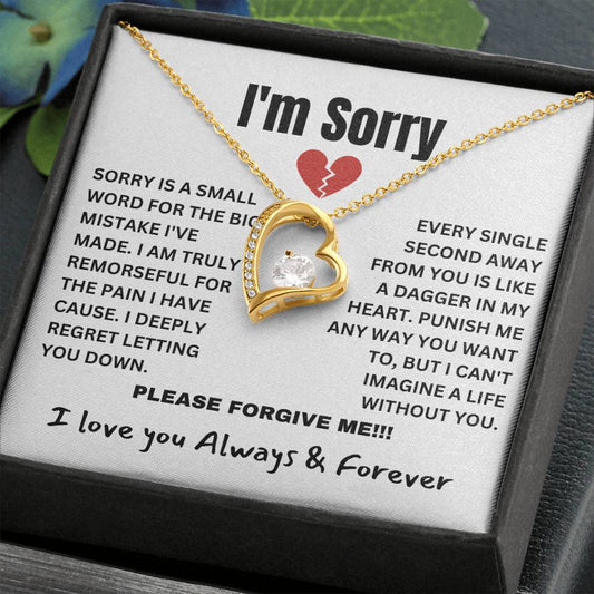 I'm sorry Necklace - Available in 18K Yellow Finish & 14K White Gold Finish